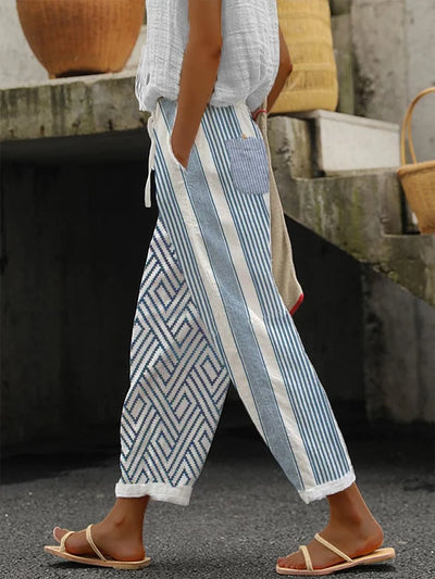 Delia - Women's Casual Striped Button Down Pants