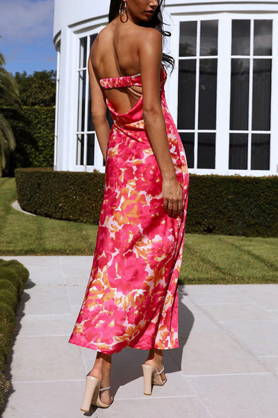 Judith - Strapless floral backless midi dress