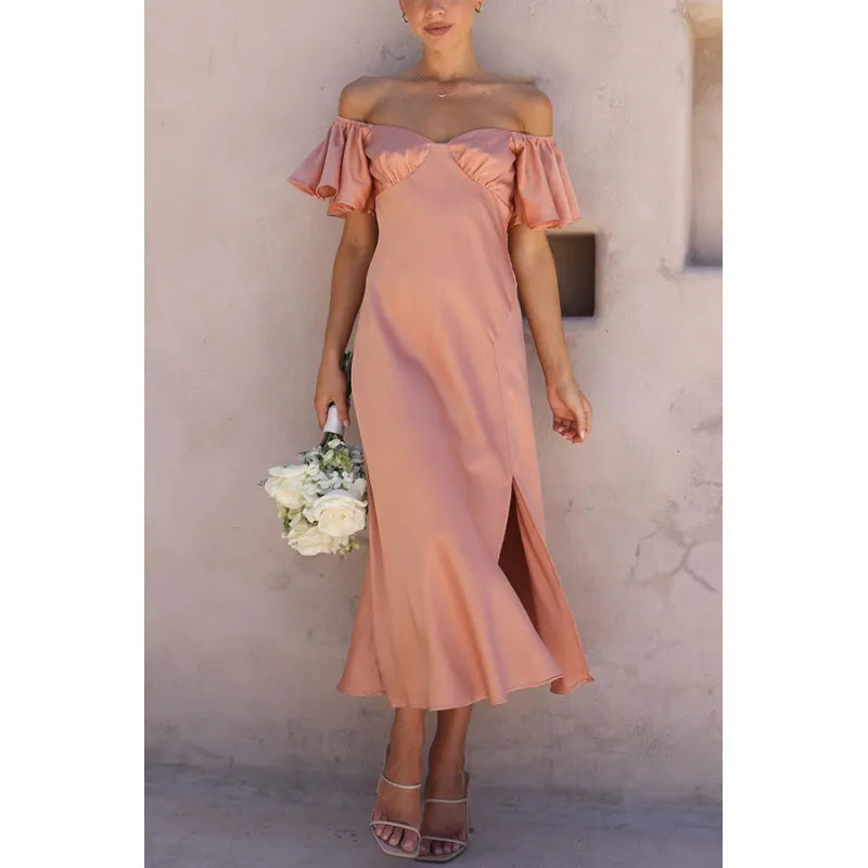 Off-the-shoulder midi dress