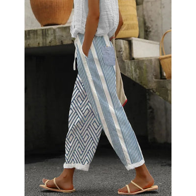 Lauren - Color Block Elastic Waist Pants