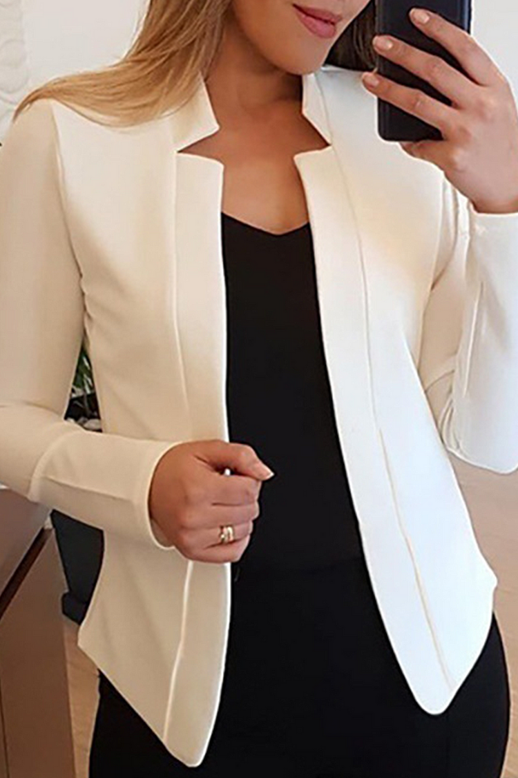 Elegant Solid Color Cardigan with Patch and Collar for All Occasions