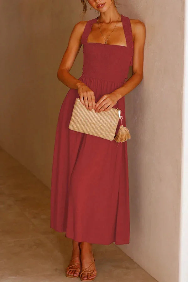 Bendita midi dress with pockets and gathered cross back