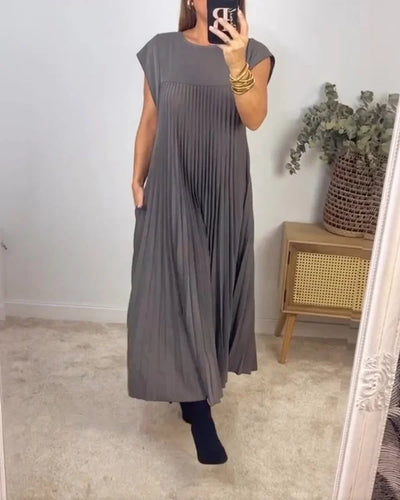 Linda - Women's Simple Solid Color Pleated Dress