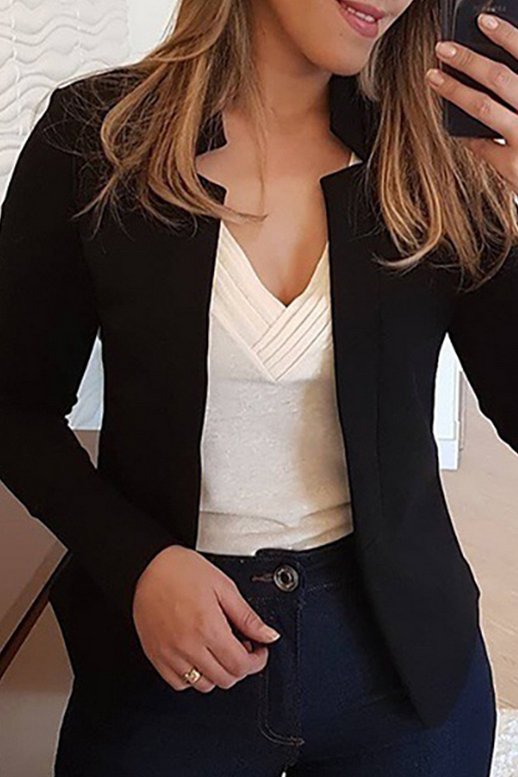 Elegant Solid Color Cardigan with Patch and Collar for All Occasions