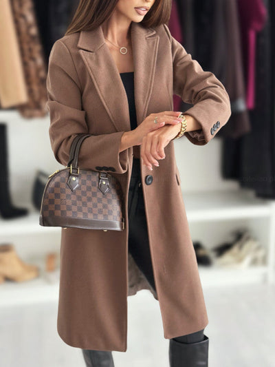 Elegant women's long coat with button closure