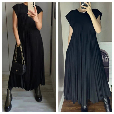 Lidia - Women's solid color pleated dress