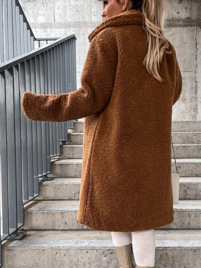 Women's Long-Sleeved Lapel Coat – Warm Style and Comfort