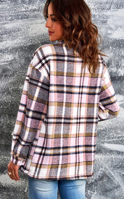 Cozy Plaid Jacket with Buttons and Pockets