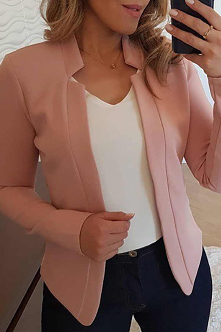 Elegant Solid Color Cardigan with Patch and Collar for All Occasions