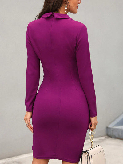 Diana - Long Sleeve Peplum Bodycon Midi Dress