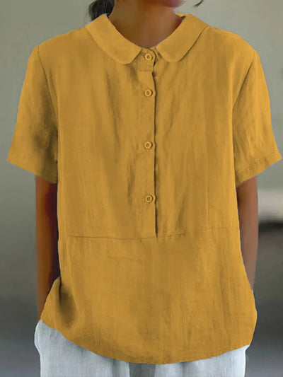 Emma - Relaxed plain collar button-down shirt