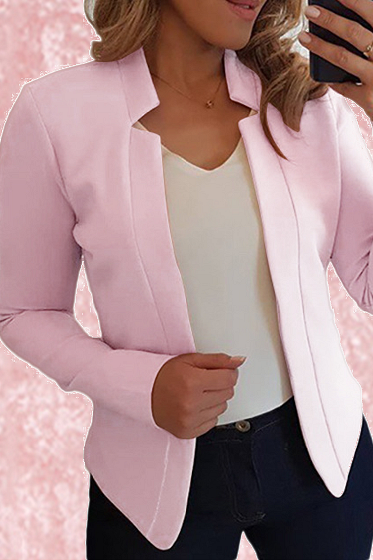 Elegant Solid Color Cardigan with Patch and Collar for All Occasions