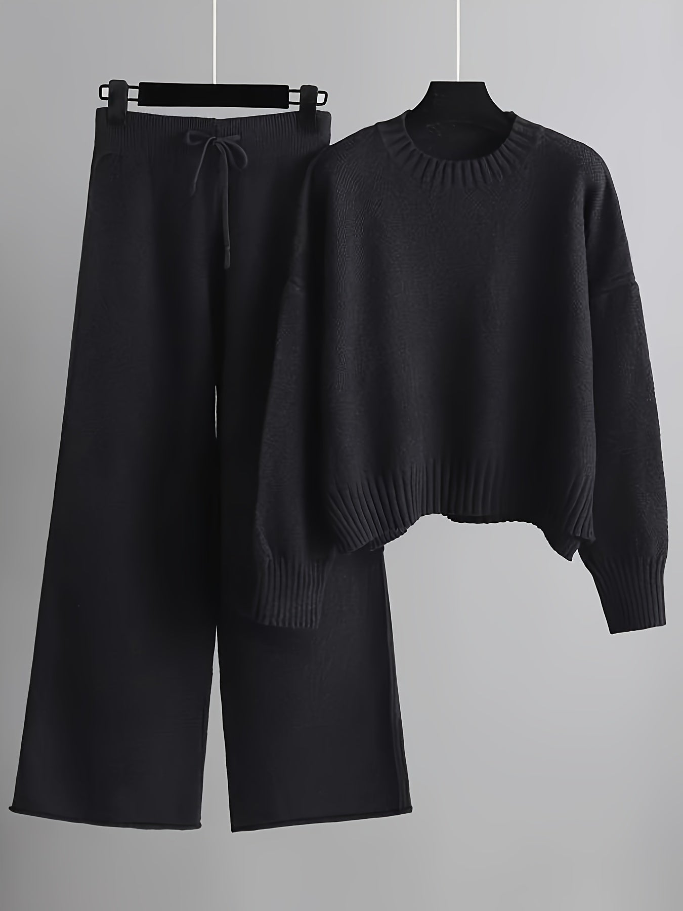 Elegant sweater and wide-legged pants set for women