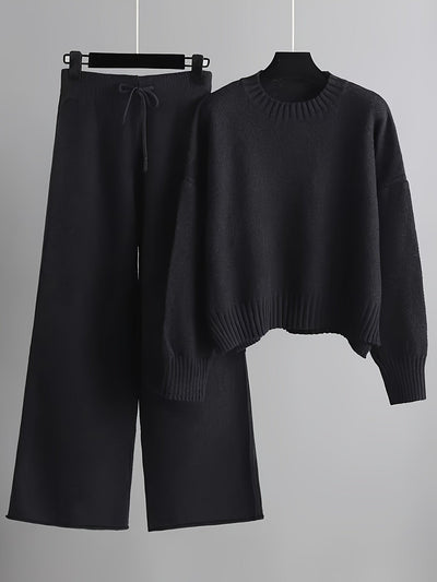 Elegant sweater and wide-legged pants set for women