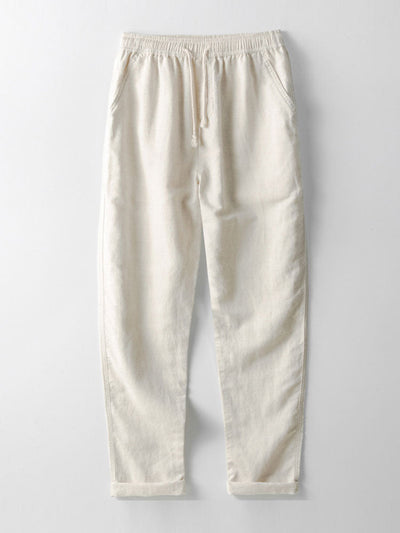Men's set with short-sleeved mandarin collar shirt and casual straight-leg trousers