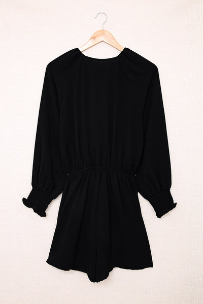 Linda - Deep V-neck Jumpsuit with Tied Ruffle Sleeves