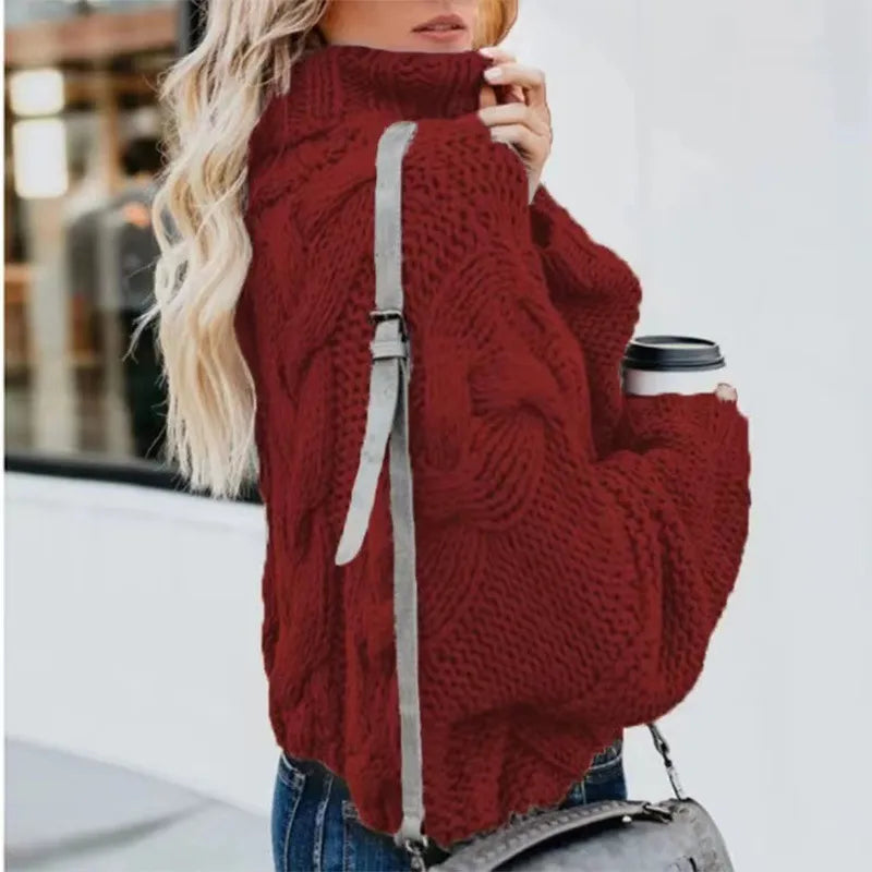 Mireia - Sweet and elegant solid half turtleneck sweater