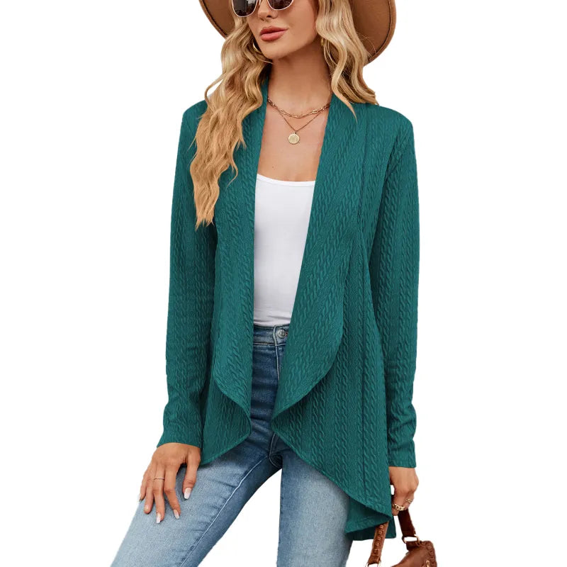 Colette - Elegant soft knit cardigan with lapel and open knit