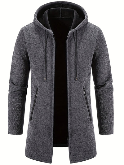 Cozy long hooded cardigan for men for spring and autumn