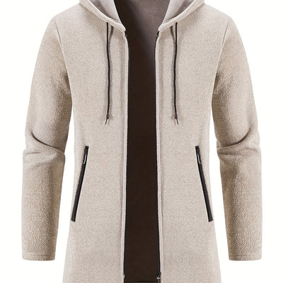 Cozy long hooded cardigan for men for spring and autumn