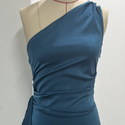 Daniela - Luxury Dress with Irregular Ruffles and Bardot Neckline