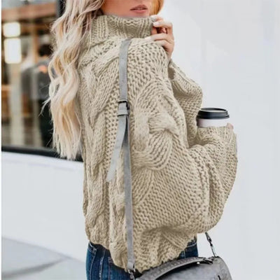 Mireia - Sweet and elegant solid half turtleneck sweater