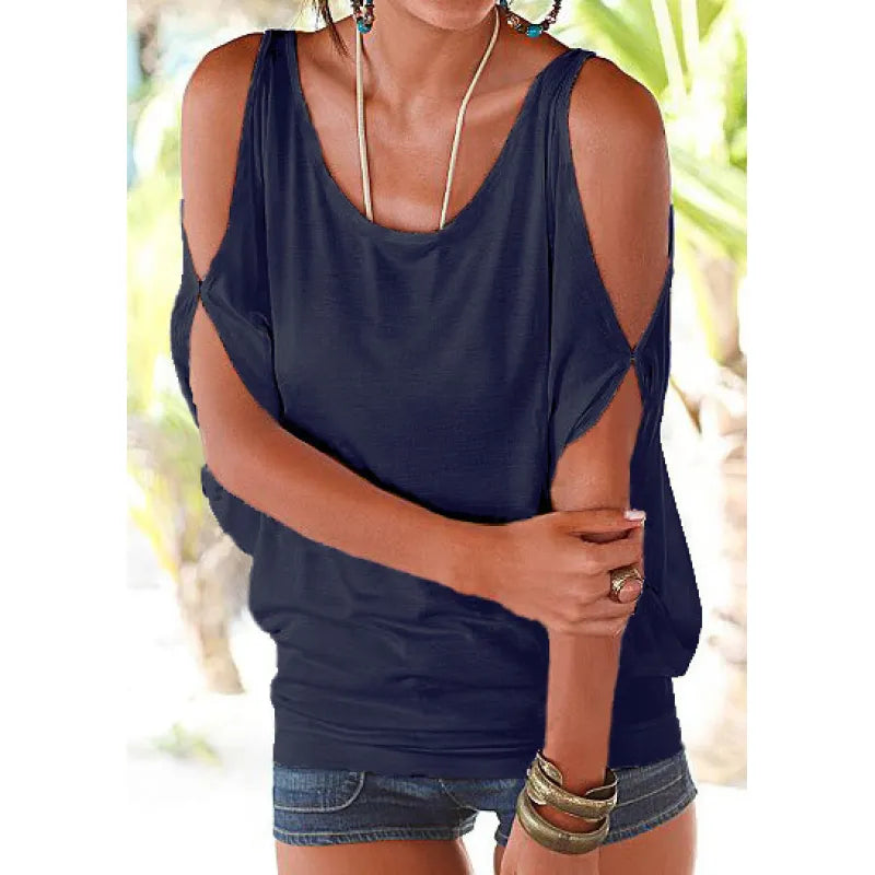 Camila - Blouse with open sleeves and round neck