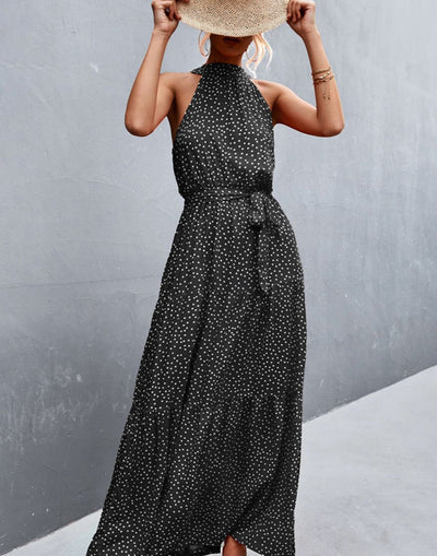 Sleeveless dress with summer print