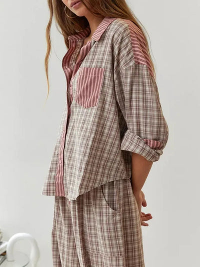 Women's two-piece plaid pajama set