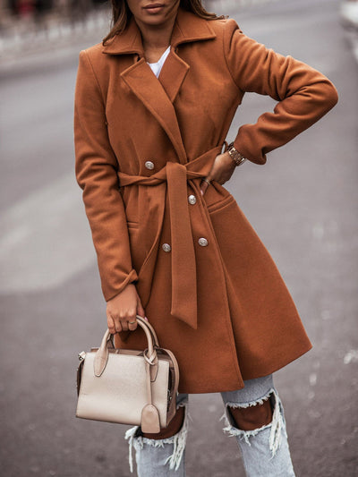 Elegant women's winter coat with modern design