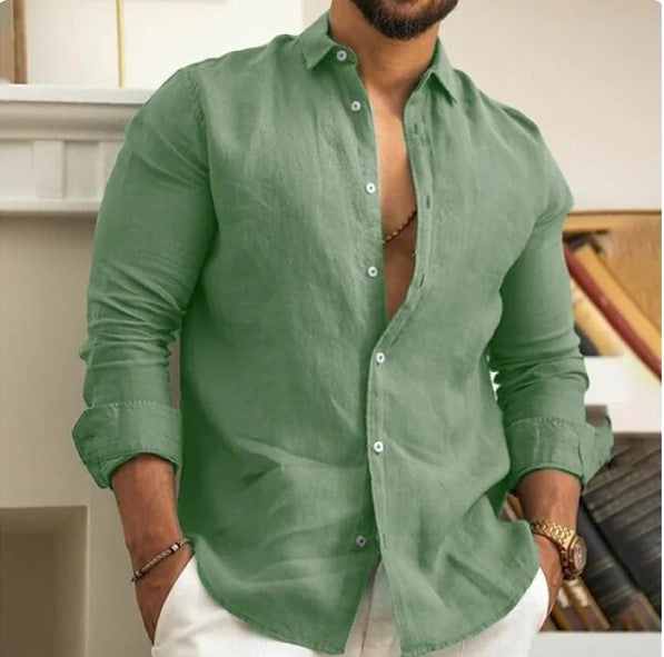 Men's casual long-sleeved shirt ideal for warm days