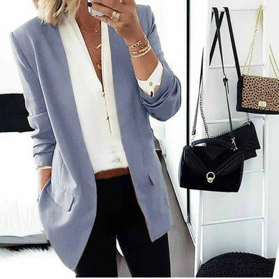Comfortable street jacket with turn-down collar and solid color design