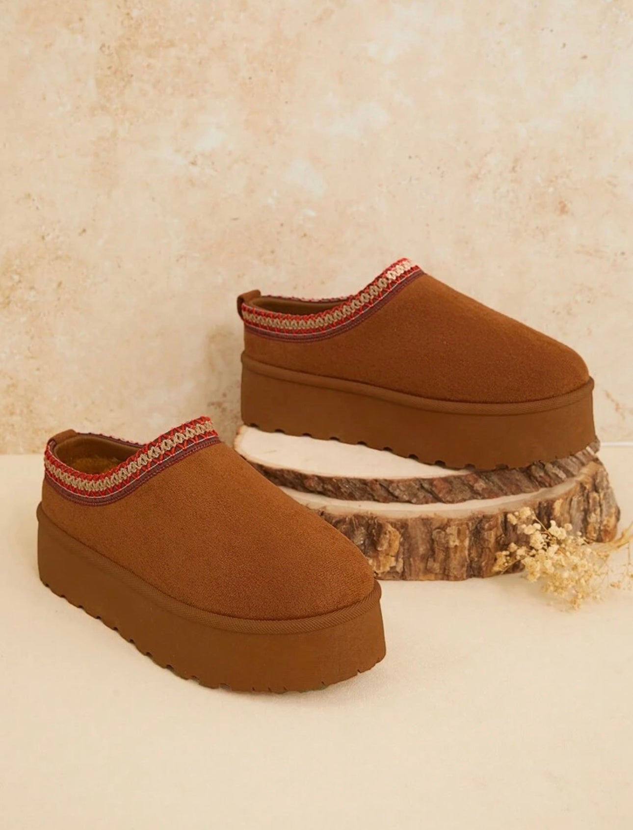 Warm and Comfortable Plush Platform Slippers for Home