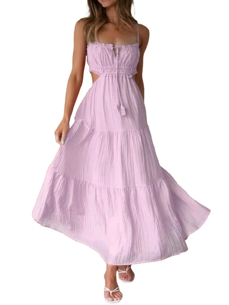Emely - Women's Sleeveless Seam Flowy Maxi Dress
