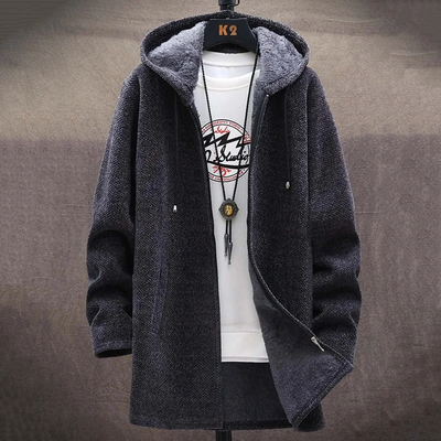 Cozy men's cardigan made of thick knit fleece