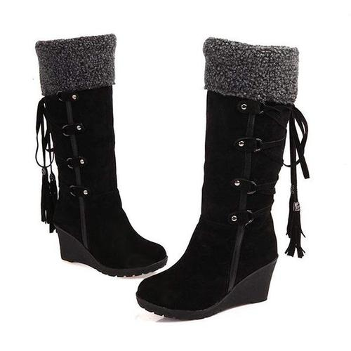 Warm Wedge Heel Tall Snow Boots for Cold Days