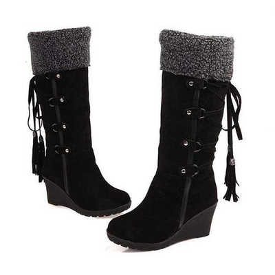 Warm Wedge Heel Tall Snow Boots for Cold Days