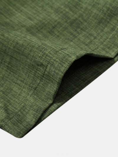 Men's set with short-sleeved mandarin collar shirt and casual straight-leg trousers