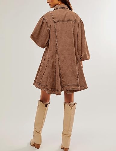 Elegant long dress with voluminous sleeves for women