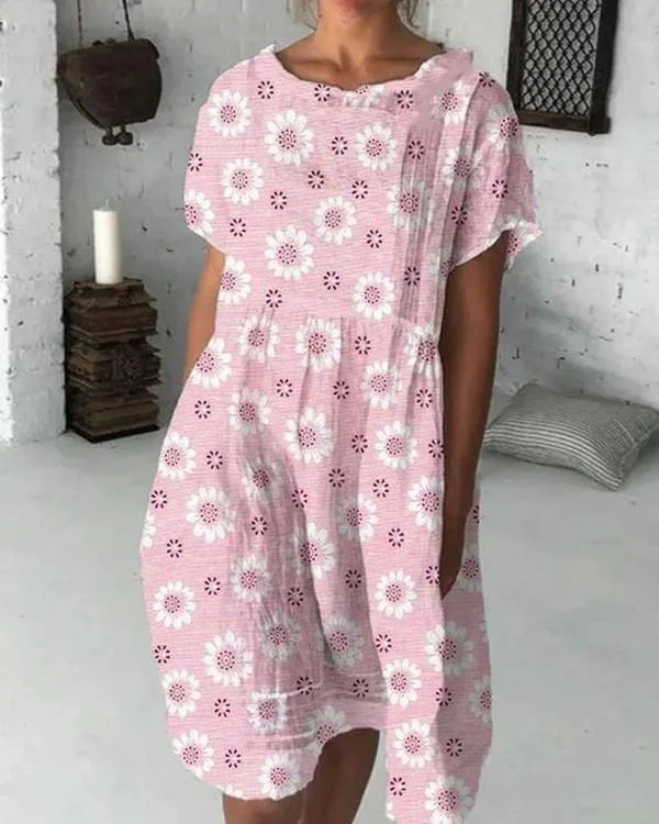 Indira - Casual Summer Dresses with Round Neck and Short Sleeves