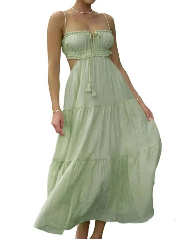 Emely - Women's Sleeveless Seam Flowy Maxi Dress