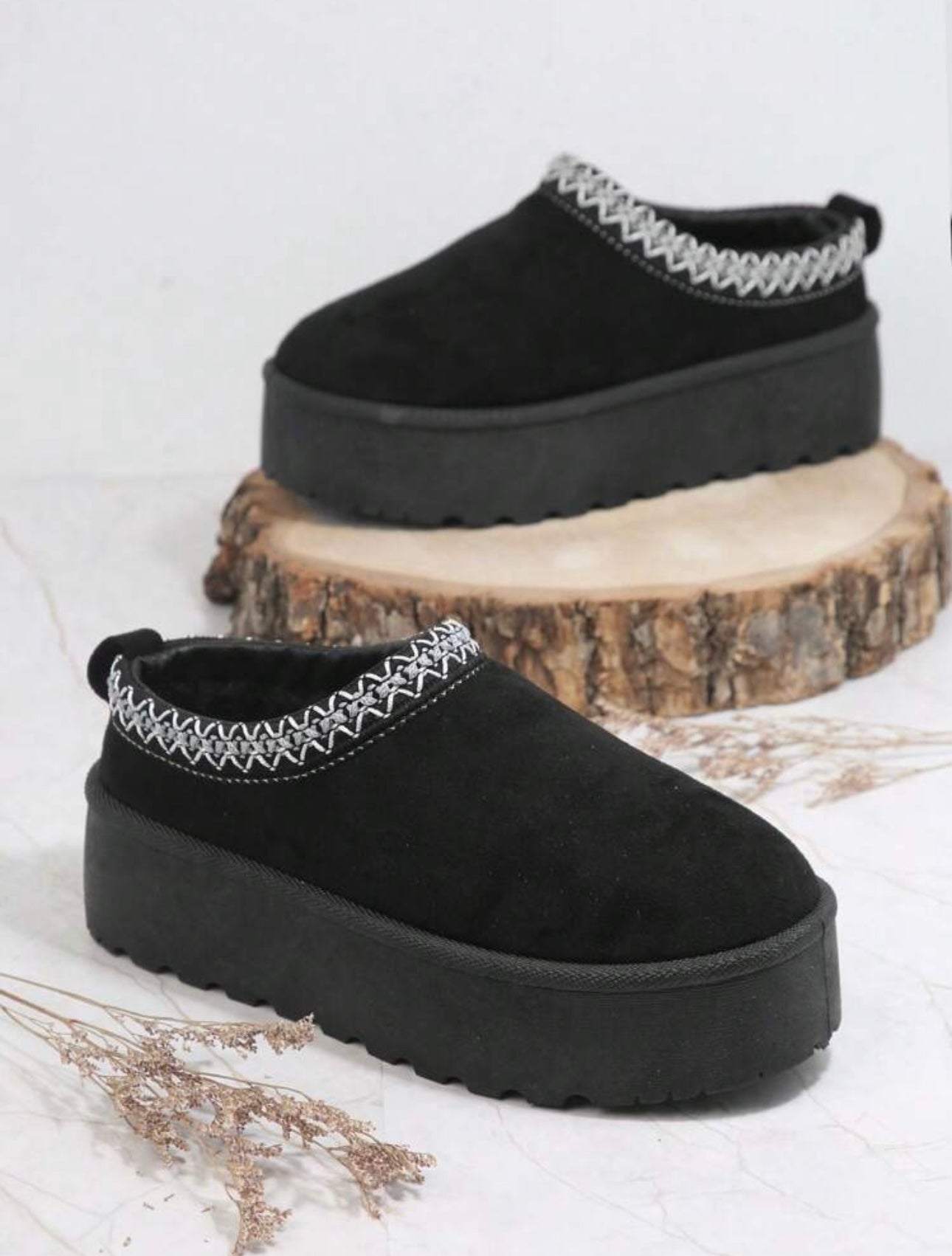 Warm and Comfortable Plush Platform Slippers for Home