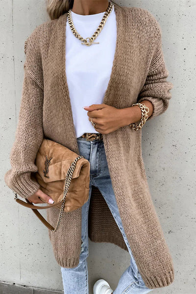 Elegant cardigan with long sleeves and a deep V-neckline for a sophisticated style