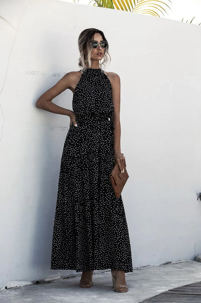 Melissa - Sleeveless round neck dress with summer print