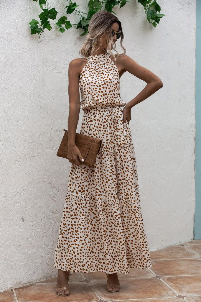 Melissa - Sleeveless round neck dress with summer print