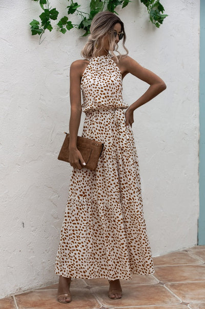 Melissa - Sleeveless round neck dress with summer print