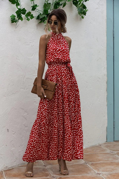 Melissa - Sleeveless round neck dress with summer print