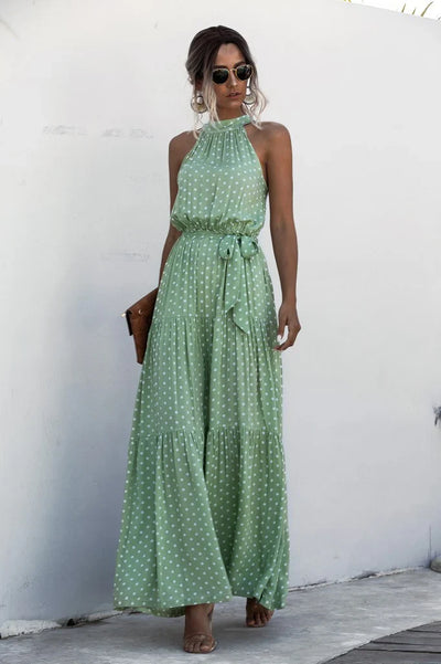 Melissa - Sleeveless round neck dress with summer print
