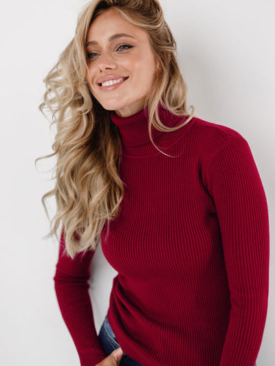 Women's Turtleneck Sweater - Fall Essentials and Warm Knit