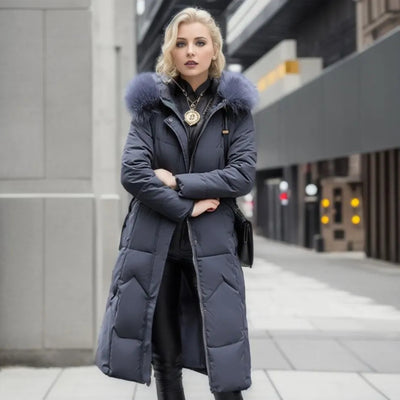 Women's Long Winter Coat with Exquisite Hooded Design